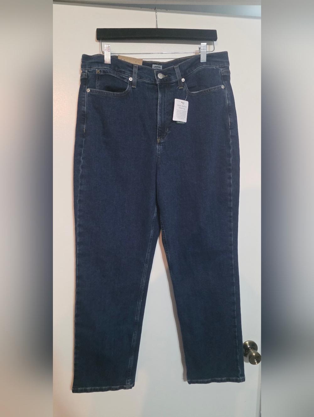 L.L. Bean Women's 207 Vintage Blue Jeans High-Rise Straight-Leg Size 16 Reg NWT